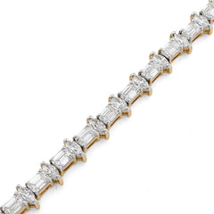 5.5MM 14k Yellow Gold 10.3g 6.79CTW Lab Diamond Emerald Solitaire Women Bracelet