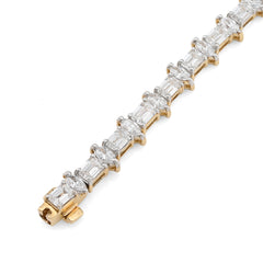5.5MM 14k Yellow Gold 10.3g 6.79CTW Lab Diamond Emerald Solitaire Women Bracelet