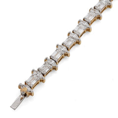 5.5MM 14k Yellow Gold 10.3g 6.79CTW Lab Diamond Emerald Solitaire Women Bracelet