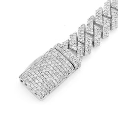8MM 925 Sterling Silver 21.9gm 4.2CTW Pure Diamond Mens Snake Cuban Bracelet 8In