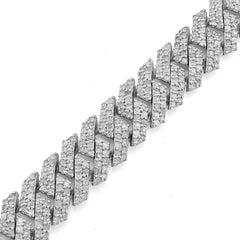 8MM 925 Sterling Silver 21.9gm 4.2CTW Pure Diamond Mens Snake Cuban Bracelet 8In