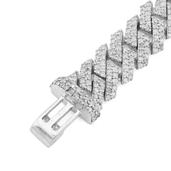 8MM 925 Sterling Silver 21.9gm 4.2CTW Pure Diamond Mens Snake Cuban Bracelet 8In