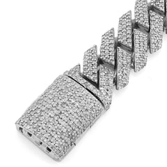 12MM 925 Sterling Silver 8In 7.23CTW Natural Diamond Snake Cuban Bracelet 47.2gm
