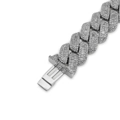 12MM 925 Silver 46.5g 9.63CTW Natural Round/Baguette Diamond Cuban Link Bracelet