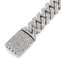 8MM ICED 925 Silver 23.5g 4.8CTW Natural Diamond Snake Cuban Mens Bracelet 8Inch