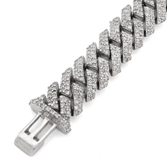 8MM ICED 925 Silver 23.5g 4.8CTW Natural Diamond Snake Cuban Mens Bracelet 8Inch