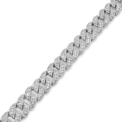 8MM 925 Silver 26.1g 4.6CTW Pure Round/Baguette Diamond Cuban Link Mens Bracelet