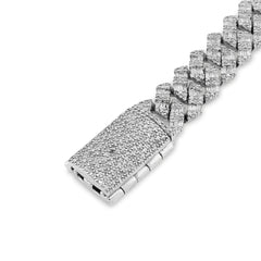 10MM 925 Silver 29.6gms 6.19CTW Pure Round/Baguette Diamond Snake Cuban Bracelet