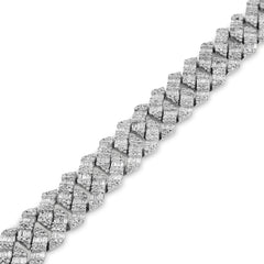 10MM 925 Silver 29.6gms 6.19CTW Pure Round/Baguette Diamond Snake Cuban Bracelet
