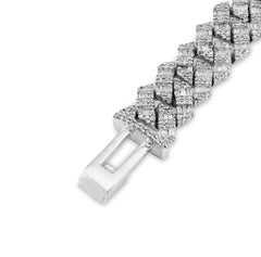 10MM 925 Silver 29.6gms 6.19CTW Pure Round/Baguette Diamond Snake Cuban Bracelet