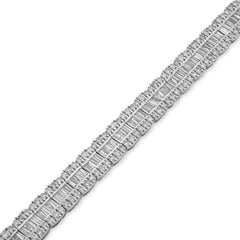 6.5MM 10k White Gold 16g 4.76CTW Pure Round/Baguette Diamond Row Tennis Bracelet