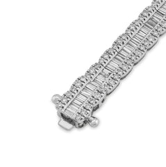 6.5MM 10k White Gold 16g 4.76CTW Pure Round/Baguette Diamond Row Tennis Bracelet