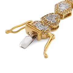 7.5MM 10k Yellow Gold 15.3g 2.33CTW Round/Baguette Multi Shaped Diamond Bracelet