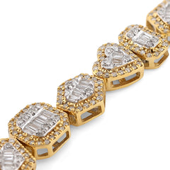 7.5MM 10k Yellow Gold 15.3g 2.33CTW Round/Baguette Multi Shaped Diamond Bracelet