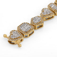 7.5MM 10k Yellow Gold 15.3g 2.33CTW Round/Baguette Multi Shaped Diamond Bracelet