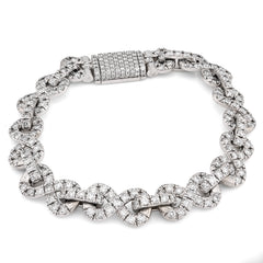 11MM 10k White Gold 51.1gms 12.5CTW Natural Diamond Infinity Link Bracelet 8Inch