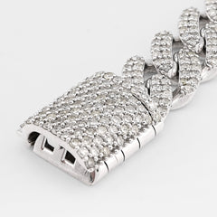 10MM 10k White Gold 35.3gms 5.35CTW Natural Diamond Cuban Link Mens Bracelet 8In
