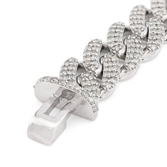 10MM 10k White Gold 35.3gms 5.35CTW Natural Diamond Cuban Link Mens Bracelet 8In