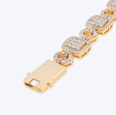 Mens 10MM 10k Yellow Gold 21.5gms 7.4CTW Natural Diamond Square Link Bracelet