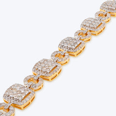Mens 10MM 10k Yellow Gold 21.5gms 7.4CTW Natural Diamond Square Link Bracelet