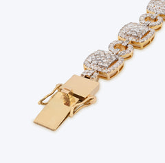 Mens 10MM 10k Yellow Gold 21.5gms 7.4CTW Natural Diamond Square Link Bracelet