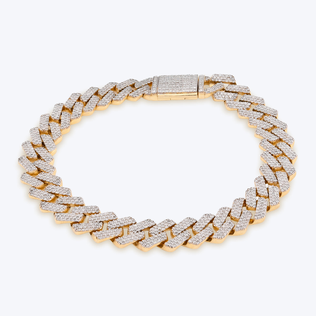 10MM 10k Yellow Gold 27.8gms 3.64CTW Natural Diamond Prong Set Cuban Bracelet