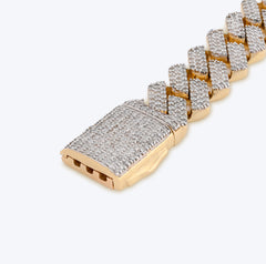 10MM 10k Yellow Gold 27.8gms 3.64CTW Natural Diamond Prong Set Cuban Bracelet