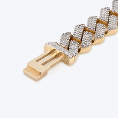 10MM 10k Yellow Gold 27.8gms 3.64CTW Natural Diamond Prong Set Cuban Bracelet