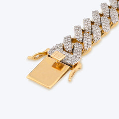 14MM 10k Yellow Gold 56.4gm 13CTW Natural Diamond Cuban Link Mens Bracelet 8Inch