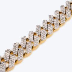 14MM 10k Yellow Gold 56.4gm 13CTW Natural Diamond Cuban Link Mens Bracelet 8Inch