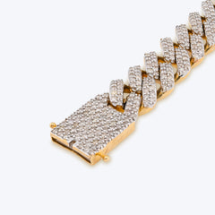 14MM 10k Yellow Gold 56.4gm 13CTW Natural Diamond Cuban Link Mens Bracelet 8Inch