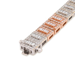 7MM 10k Rose/White Gold 23.7g 4.77CT Pure Round/Baguette Diamond Tennis Bracelet