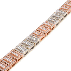 7MM 10k Rose/White Gold 23.7g 4.77CT Pure Round/Baguette Diamond Tennis Bracelet