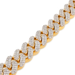 10MM 10k Yellow Gold 35.7gm 5.35CTW Natural Diamond Mens Cuban Link Bracelet 8In
