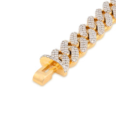 10MM 10k Yellow Gold 35.7gm 5.35CTW Natural Diamond Mens Cuban Link Bracelet 8In
