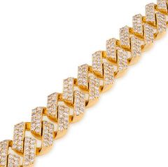 10MM 10k Yellow Gold 33.1g 6.18CTW Natural Diamond Prong Set Cuban Mens Bracelet