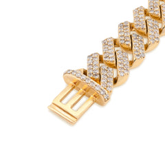 10MM 10k Yellow Gold 33.1g 6.18CTW Natural Diamond Prong Set Cuban Mens Bracelet