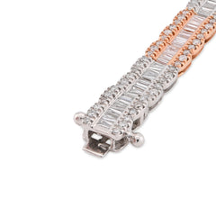 6.5MM 10k Two-Tone Gold 15.8g 5.5CTW Pure Round/Baguette Diamond Tennis Bracelet