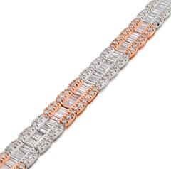 6.5MM 10k Two-Tone Gold 15.8g 5.5CTW Pure Round/Baguette Diamond Tennis Bracelet