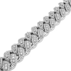 8MM 10k White Gold 48.8gms 7.5CTW Natural Round/Baguette Diamond Cuban Bracelet