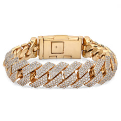 16MM 10k Yellow Gold 92.3gms 16.83CTW Natural Diamond Snake Cuban Mens Bracelet