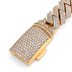 16MM 10k Yellow Gold 92.3gms 16.83CTW Natural Diamond Snake Cuban Mens Bracelet