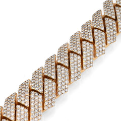 16MM 10k Yellow Gold 92.3gms 16.83CTW Natural Diamond Snake Cuban Mens Bracelet