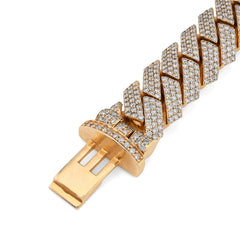 16MM 10k Yellow Gold 92.3gms 16.83CTW Natural Diamond Snake Cuban Mens Bracelet