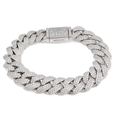 14MM 10k White Gold 100g 10.31CTW Natural Diamond Cuban Link Mens Bracelet 8Inch