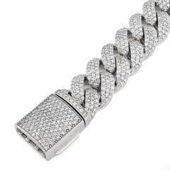 14MM 10k White Gold 100g 10.31CTW Natural Diamond Cuban Link Mens Bracelet 8Inch