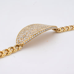 10MM 10k Yellow Gold 70.3g 10.25CTW Natural Diamond ID Plate Cuban Mens Bracelet