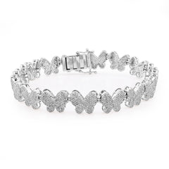 9MM 925 Sterling Silver 17.2g 5CTW Natural Diamond Butterfly Link Women Bracelet