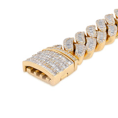 14.8MM 10k Yellow Gold 85.4gm 9.45CTW Pure Round/Baguette Diamond Cuban Bracelet