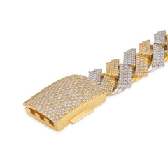 15.2MM 10k Yellow/White Gold 82.6g 13.99CT Natural Diamond Cuban Bracelet 8.25In